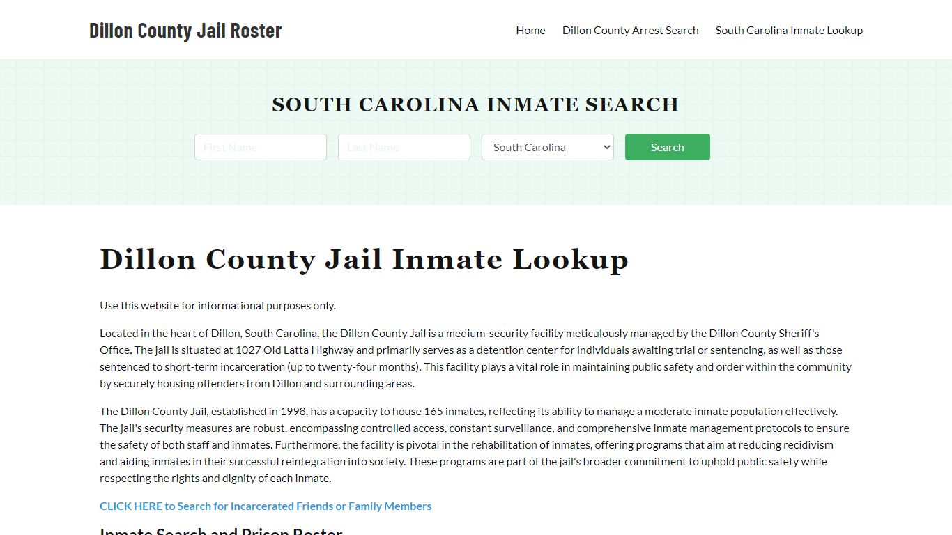 Dillon County Jail Roster Lookup, SC, Inmate Search