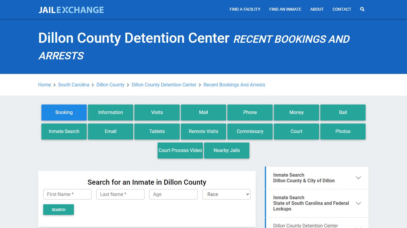 Dillon County Detention Center Recent Bookings And Arrests - Jail Exchange